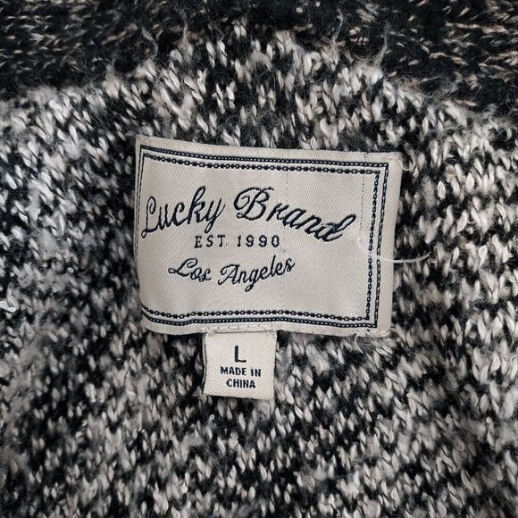 Lucky Brand Wool Blend Stargazer Tribal Aztec Open Knit Cardigan Sweater - Picture 9 of 11